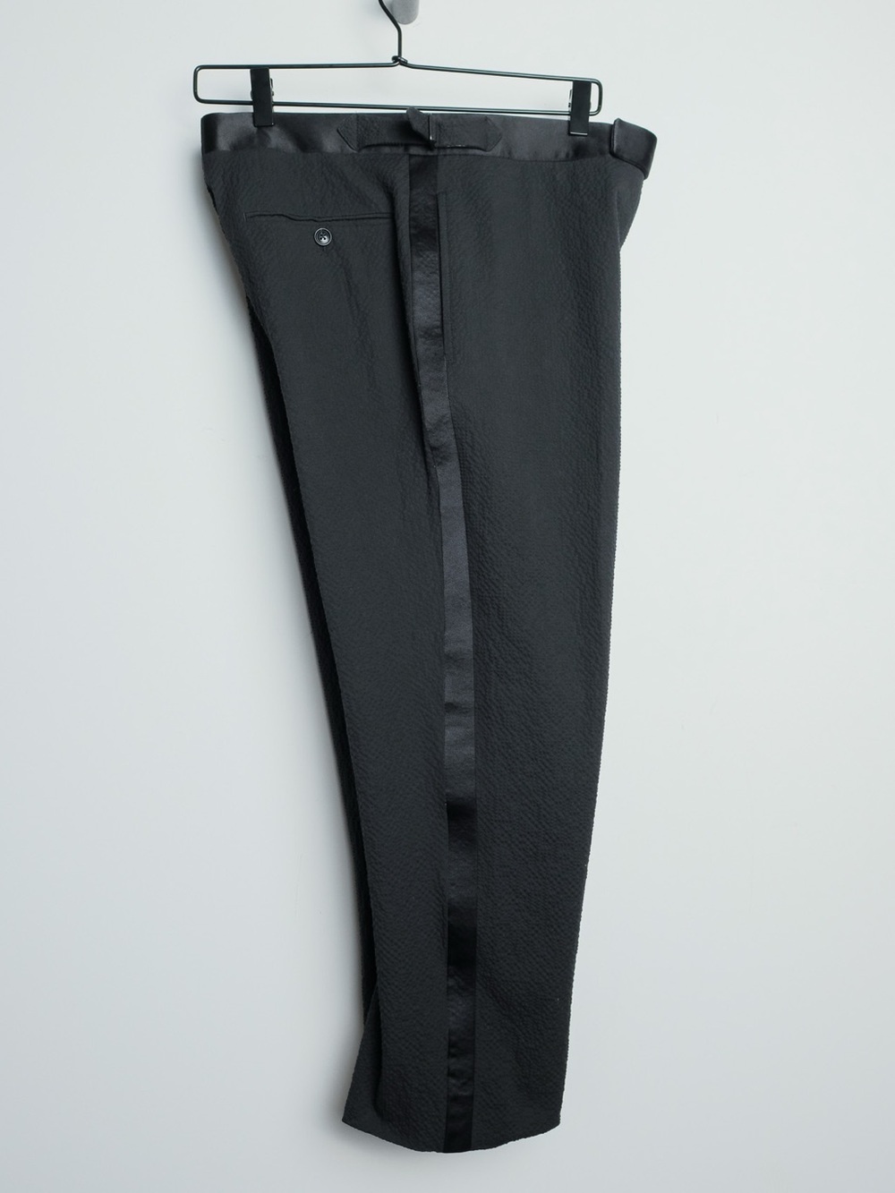 Todd Snyder Made in Italy Black Seersucker Tuxedo Trousers 32x32 NWT